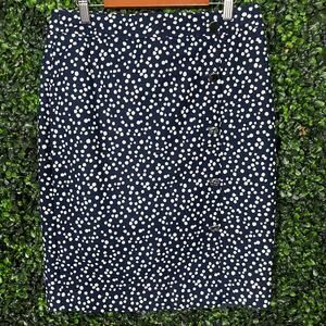 Talbots, Printed Polka Dot Pencil Skirt,  Silver Buttons, Women's Size 2 (XS)